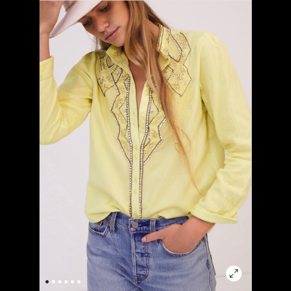 - Pilcro and The Letterpress Western "Rhinestone Cowgirl" Blouse Pit2Pit 18"